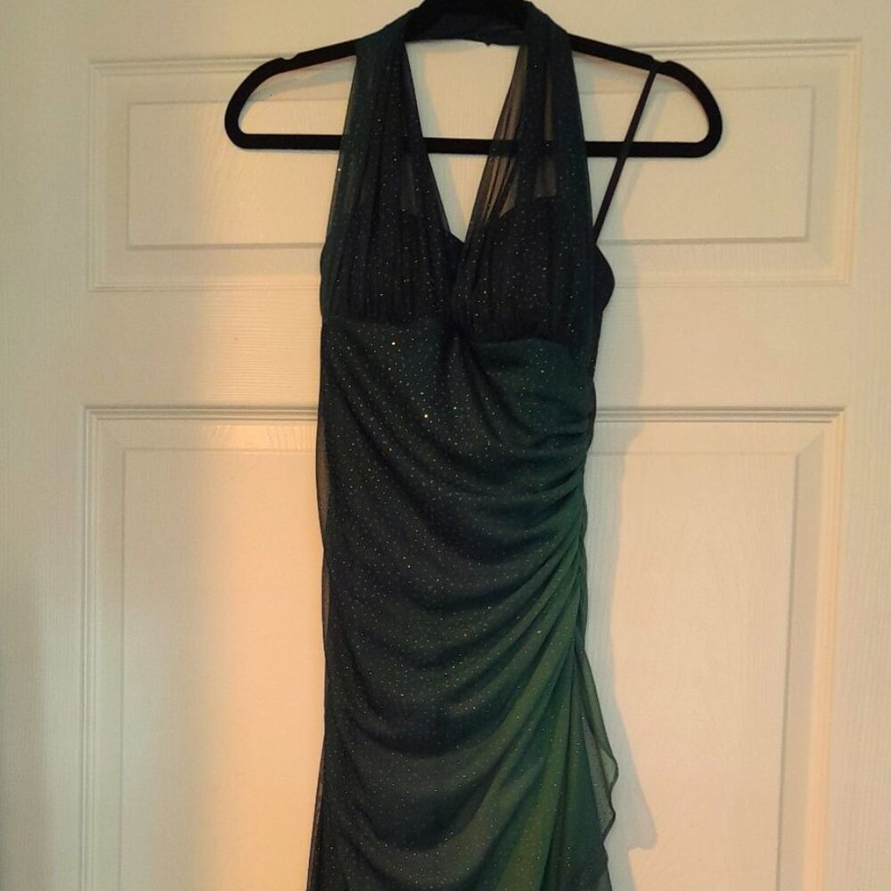Dark Green Halter Neck Prom Dress